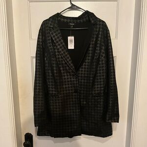 Relaxed Black Houndstooth Blazer Size 18-20